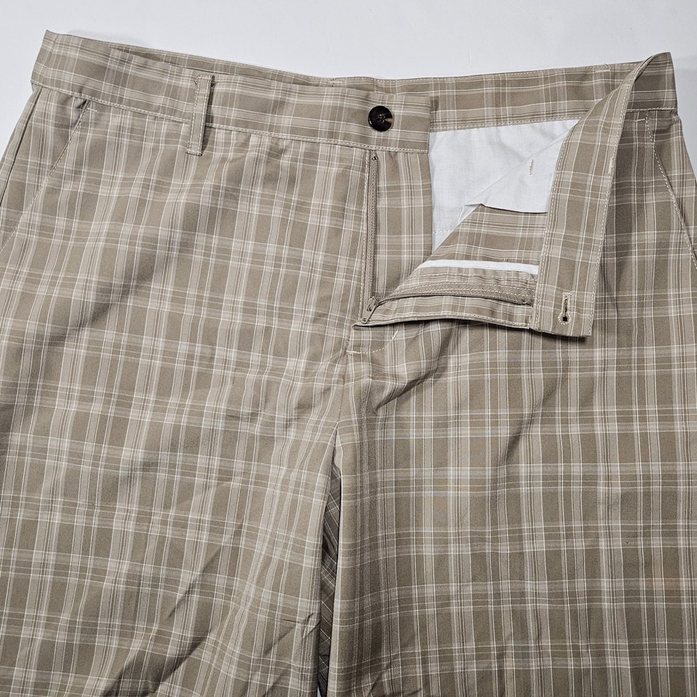 Adidas Mens Tan Plaid Golf Shorts Size 34 Khaki Check‎ Performance X25012